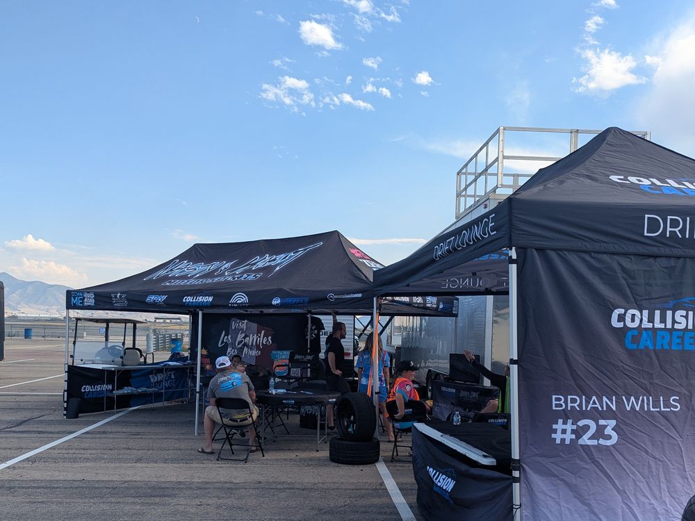 Team and Collision Careers footprints set up at a Formula Drift event